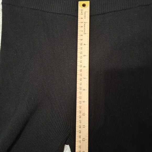House Of Harlow 1960 Pants Medium Black Ribbed Knit Flare Bell Bottom High Rise - Picture 7 of 10